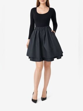 Armani Collezioni Dark Green Double-Layer Circle Skirt